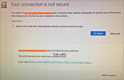 Mozilla Firefox Showing invalid SSL Certificate