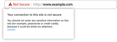 google chrome showing not secure website